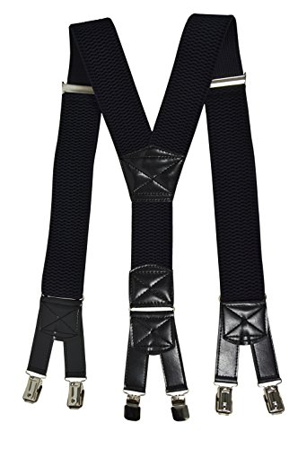 Olata Bretelles en Y Hommes Résistantes Extra-larges, à Six Clips - 5 cm. Noir