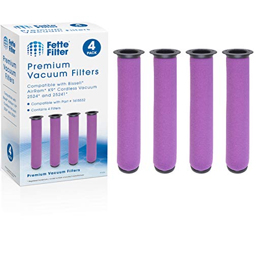 Fette Filter - Vacuum Filter Compatible with Bissell AirRam K9 Cordless Vacuum 2524 and 25241. Compare to Part #1615532 &1611215 Pack of 4