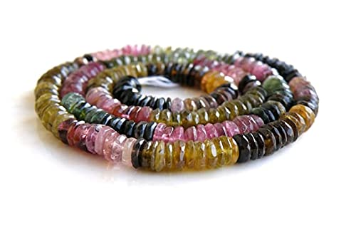Tourmaline heishi 5mm en demi-rang : perles pierres naturelles de qualité supérieure pour bijoux