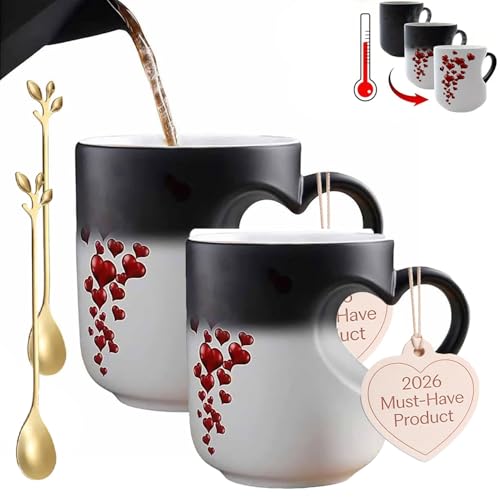 Taza mágica de cerámica con forma de corazón 11oz 2 pcs miniatura 1