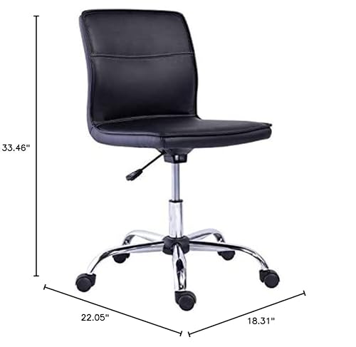 Amazon Basics Modern Armless Office Desk Chair - Height Adjustable, 360-Degree Swivel, 275Lb Capacity, 22.05"D X 18.31"W X 33.46"H, Black/Chrome #TOP2