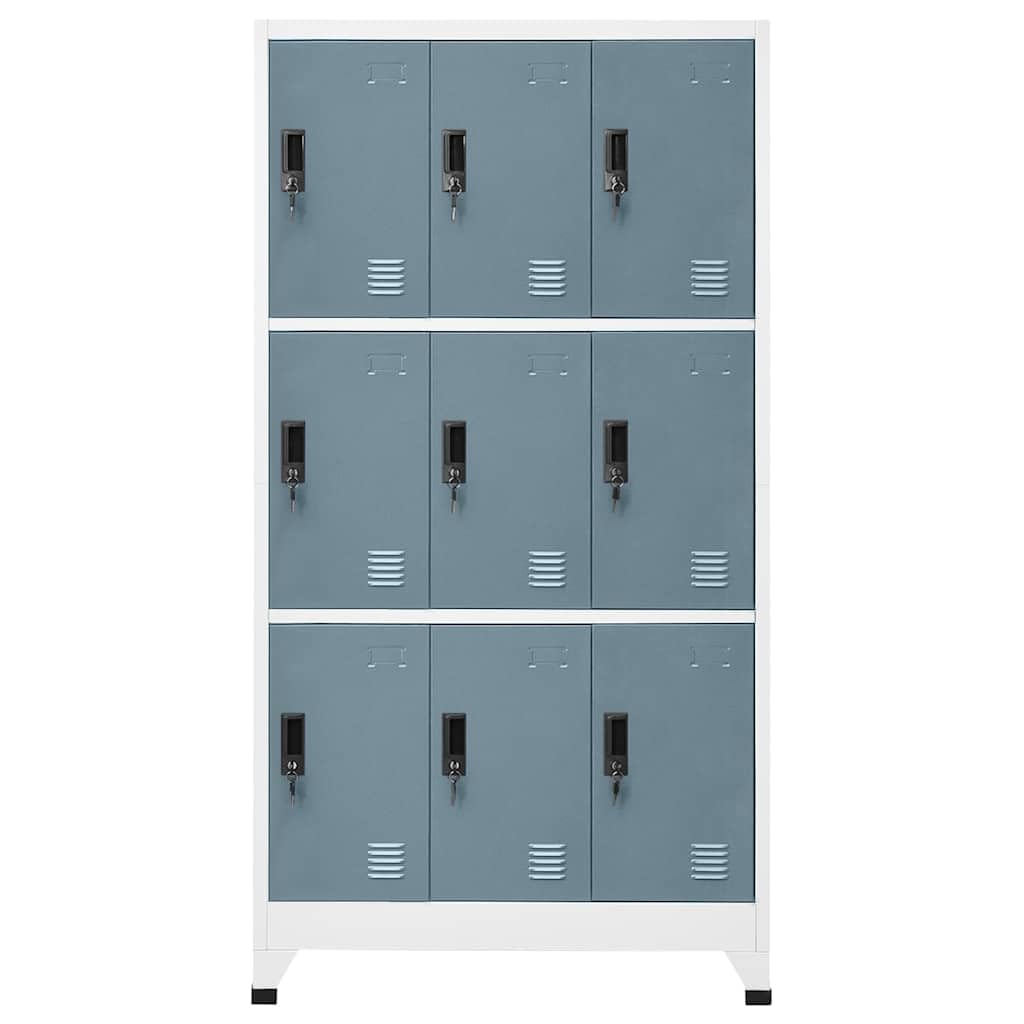 Armadietto in acciaio con 9 ante, 90 x 45 x 180 cm, grigio