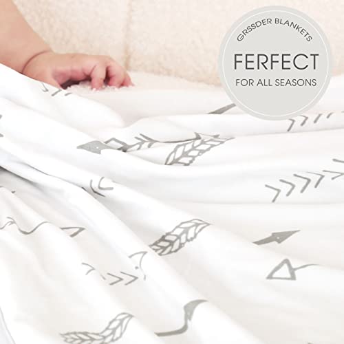 Image of GRSSDER Baby Blankets Super Soft Jersey Knit Swaddle Blanket for Baby Girls and Boys, Double Layer Receiving Blankets 34 x 44 Inches Extra Large for Baby Swaddling, Simple Arrow