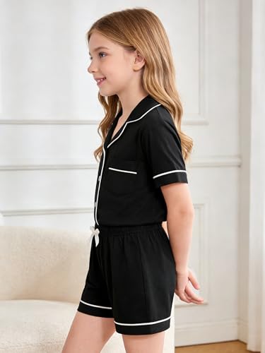 LANKMEI 100% Cotton Womens Short Sleeve Pajama Sets, Black, Large - image 3