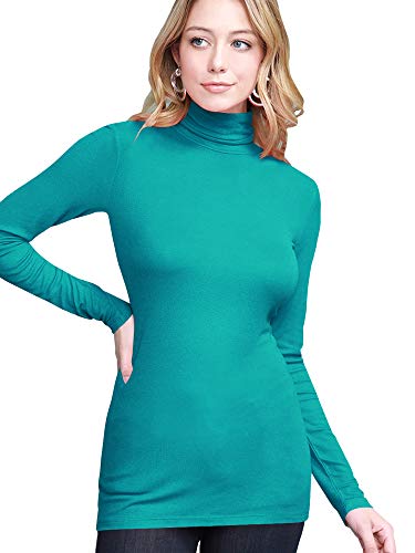 Image of Lock and Love Women's Turtleneck Top Lightweight Long Sleeve Slim Fit Pullover, Soft Rayon Stretch Layering Basic, S-3XL