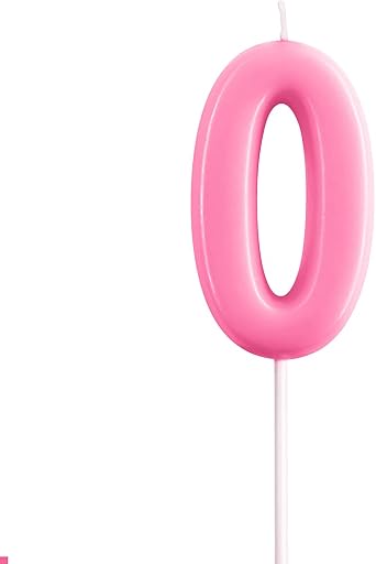 0 Birthday Candle, 2.76 Big Size Number Candle for Cake Decoration, Birthday Party, Wedding Anniversary, Pink Number 0