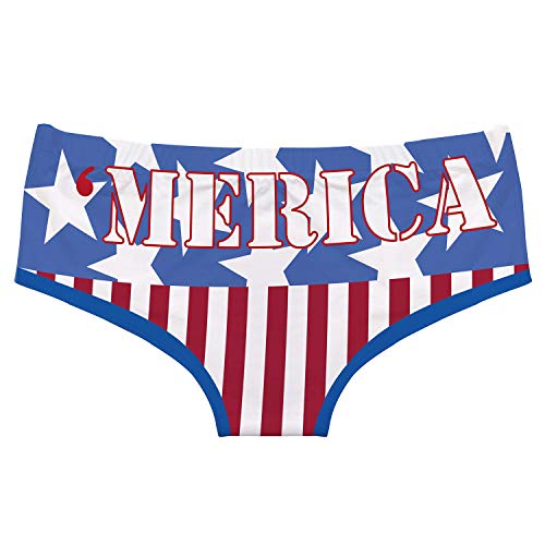 AWESOMETIVITY Funny Women's Hipster Panties - Patriotic 4th of July 'Merica, L