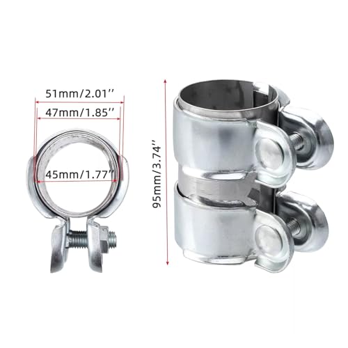 Abrazadera de escape de acero inoxidable 45mm con acabado premium 6