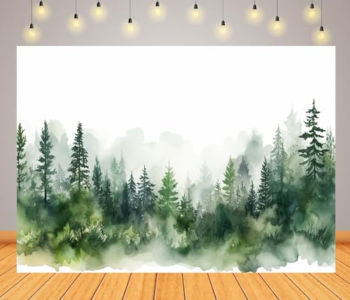 Fondo fotográfico de tela BELECO 8x6 ft bosque acuarela miniatura 2