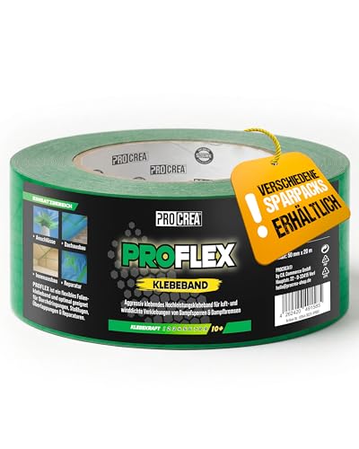 PROCREA 1x Flexibles Hochleistungsband grün [für Dampfsperren Dampfbremsen & Klimamembrane] Luftdicht nach DIN EN 4108 Teil 11 und ENEV - Extreme Klebekraft und Zuverlässigkeit - Profi-Qualität