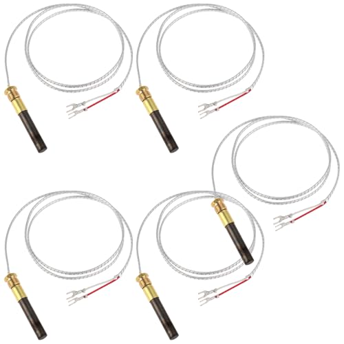 Toyosport 5 PCS 750mV Thermopile Generator, 24 in Aluminum Foil Thermocouple for Gas Heaters, Fireplaces, Gas Water Heaters, Fryers, High-Temperature Resistance