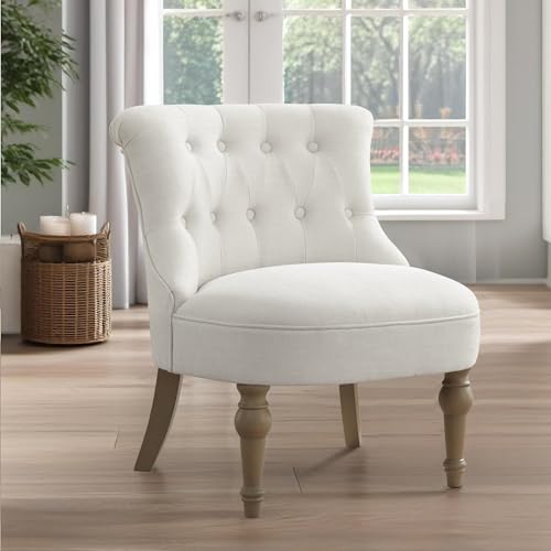 Zihanhome Living Room Chairs, Armless Accent Chair, Comfy Tufted Bedroom Chair, Upholstered Chair...