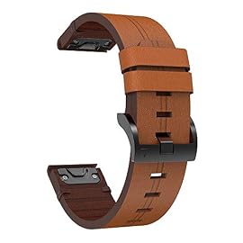 SAWIDEE 26 22 20mm Leather Strap Quick Release Watch Bands for Garmin Fenix 7 7X 7S 6 6S 5X 6X 5S Leather Strap Business Wristband (Color : Brown, Size : Width 20mm)
