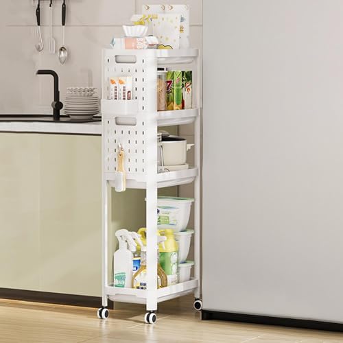 Nkmujil Carrinho utilitário pequeno com rodas | Carrinho de 4 camadas com rodas | Organizador de arm