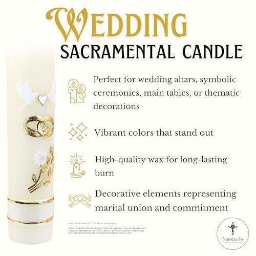 Authenthic Unity Candles for Wedding Ceremony Set Made by Mexican Artisans at La Villa de Guadalupe | Wedding Candles for Ceremony | Wedding Unity Candle Set | Memorial Candles for Wedding Ceremony