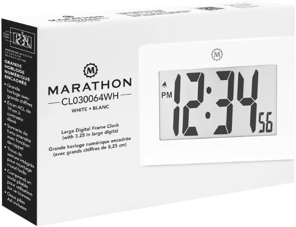 Reloj de Pared Digital Marathon con Pantalla de 8" Blanca miniatura 9
