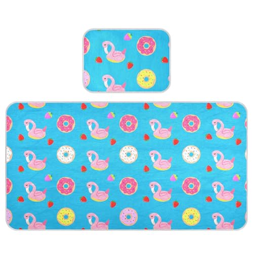 Takiito Flamingo Pool Floats Baby Cooling Mattress Pad, Soft & Breathable Cooling Mat Keep Baby Cool in Summer 28x52 in, Nursery Essential