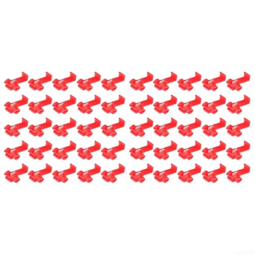 babominimer Set di 50 terminali per cavi a connessione rapida, per collegamenti elettrici senza perdita, morsetti a crimpare con tecnologia perforante isolante, nessuna striscia richiesta, (rosso)