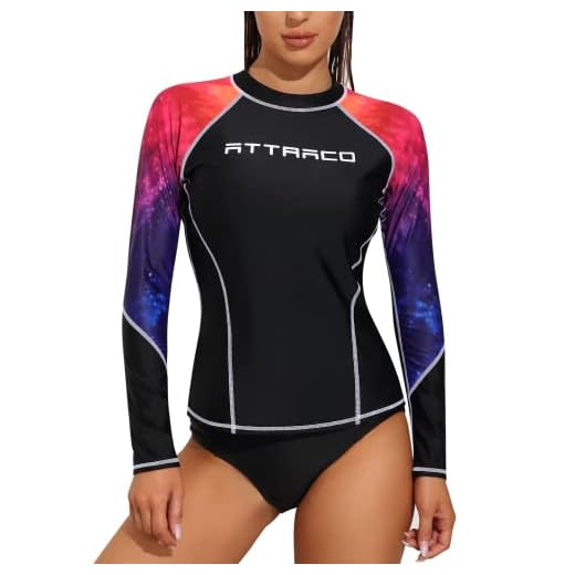 ATTRACO Damen Rashweste UV-Sonnenschutz Schwimmshirt Langarm Neoprenanzüge Tops, Schwarz , XL