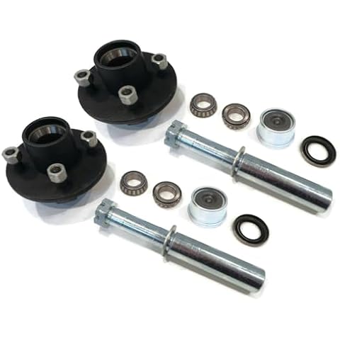 The ROP Shop | (Pack of 2) Trailer Axle Kits with 4 on 4" Bolt Idler Hub & 1" Round BT8 Spindle Cover