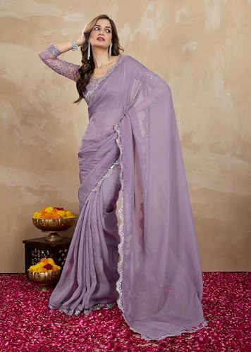 TRENDMALLS purple tussar silk saree in tussar silk – image 4