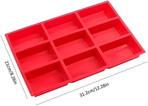 Voarge 9 Rectangular Hole Silicone Baking Mould, Rectangle Hole Silicone Baking Mould Cake Mould, Non-Stick Bread Mould - Image 4