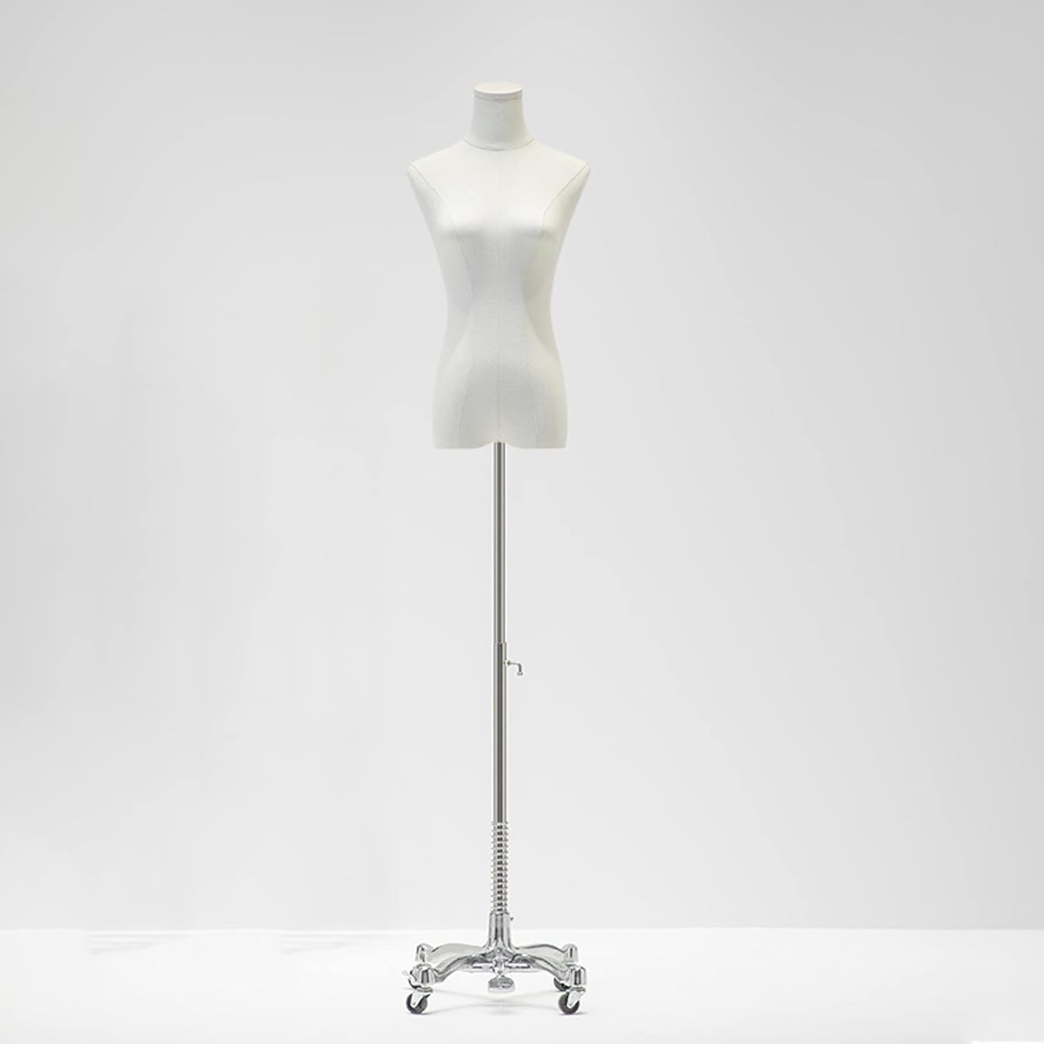 Female Mannequin Torso Dress Forms, Adjustable Height Manikin Body Clothing Display Form, Metal Stand for Retail Clothing Shops, Trade Shows, Online Boutiques,Four Wheels,B,Wheels,AFour