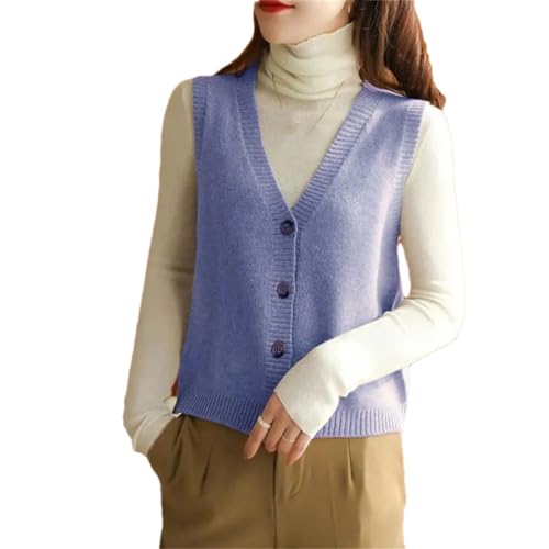 Cárdigan De Punto Sin Mangas para Mujer, Chalecos Informales con Cuello En V, Chalecos Básicos Individuales