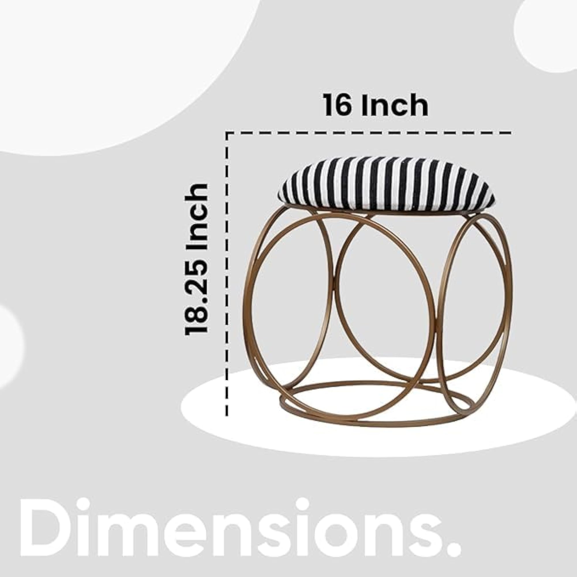 Metal Stool for Living, Dressing and Bedroom, Modern Ottoman Side Table