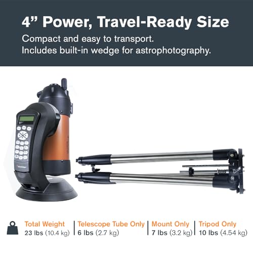 Celestron 11049 NexStar 4SE Computerised Maksutov-Cassegrain Telescope with Fully Automated Mount, SkyAlign Technology and XLT Coating, Black/Orange