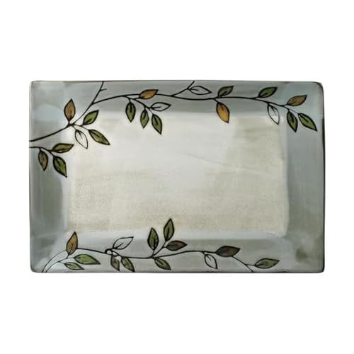Pfaltzgraff Rustic Leaves Rectangular Platter,White 14 Inch Long x 9 Inch Wide