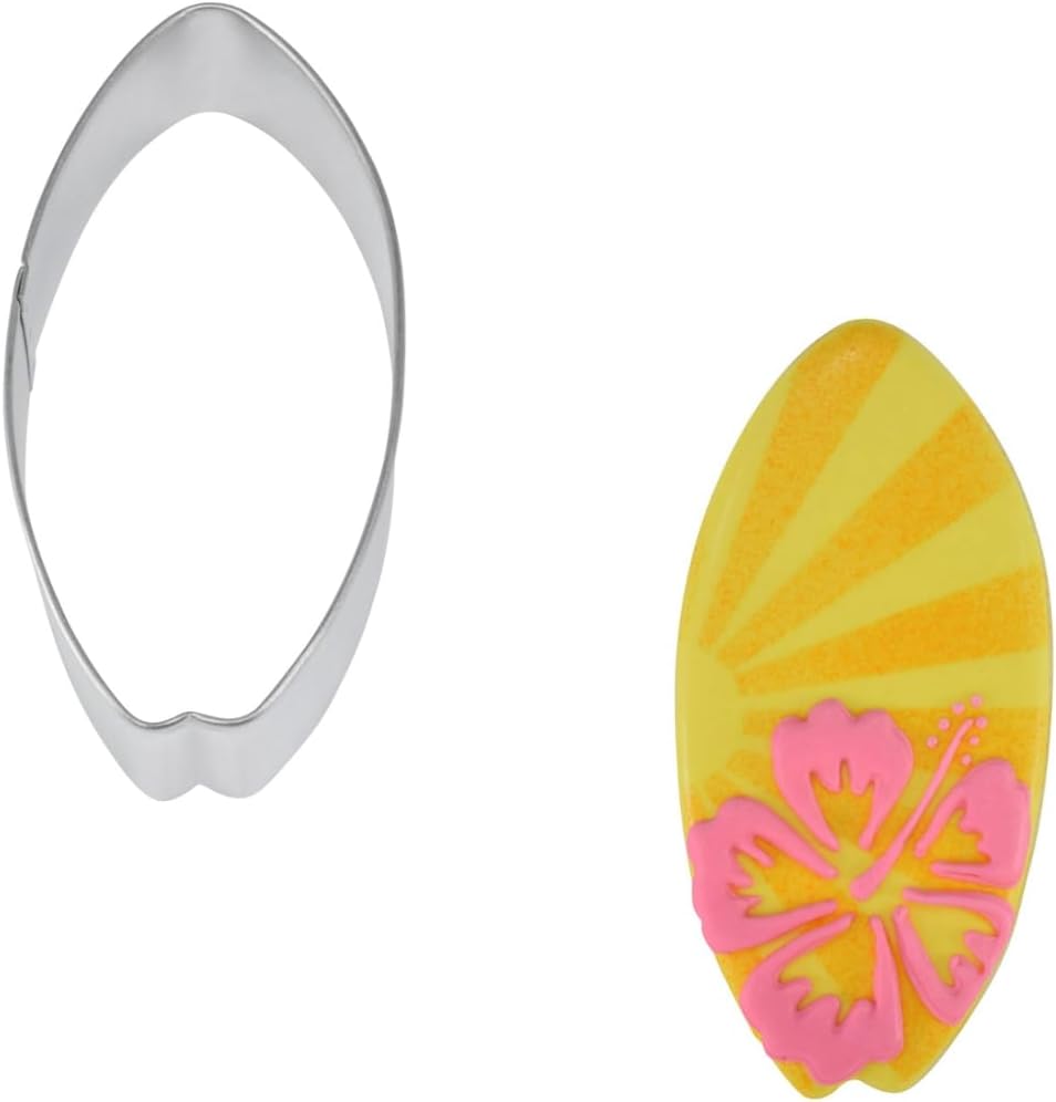 R&M Surf Board 4.5" Cookie Cutter - Summer Baking Tool for Cookies, Fondant & Crafts