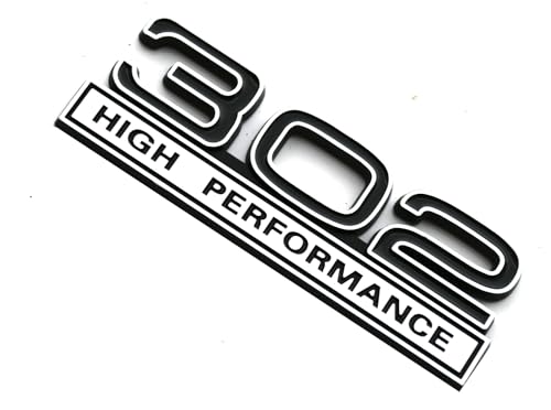 Image of 2pcs 302 Engine 5.0 Liter High Performance Emblms Badge 3D Decals Stickers Cars Trucks (Chrome Black)