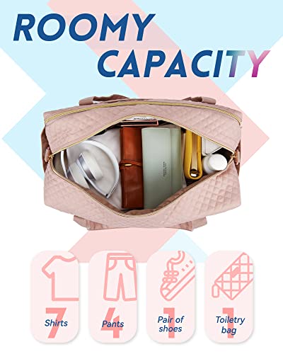 Travel Duffle Bag, Bagsmart Weekender Overnight Bag For Women Large Carry On Bag With Laptop Compartment, Shoes Bag (Pink) #TOP2