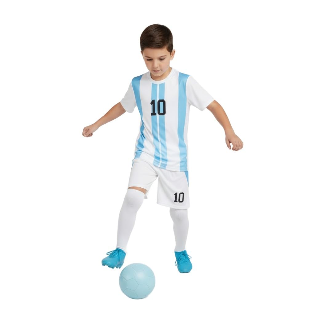 Sports Soccer Football Argen Jersey 10 Home Away Kit Jersey Set T-Shirt with Shorts (Kid's,Boy's & Men) 8001 VGR17-image-44
