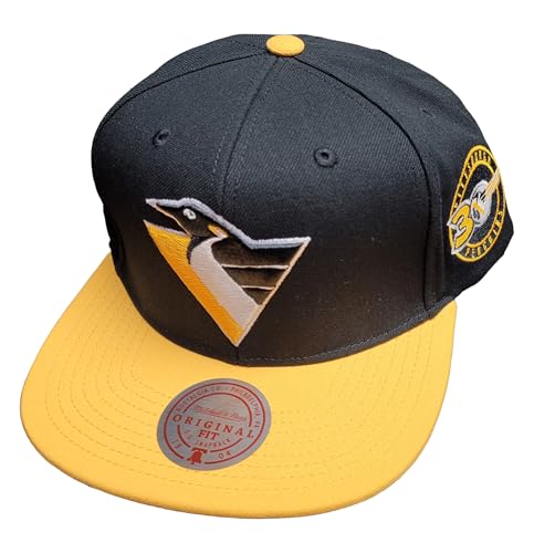 Mitchell & Ness Pittsburgh Penguins NHL 2 Tone Side Patch Snapback Hat Cap Black