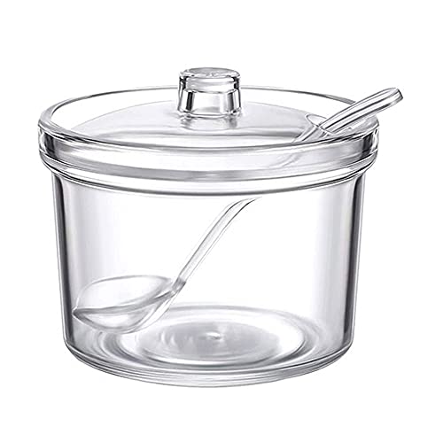 Clean Acrylic Sugar Bowl Spice Jar Spice Storage Pot With Lid And Spoon #TOP6
