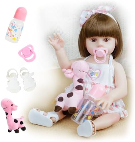 Lifelike Reborn Baby Dolls 18 Inch Realistic Newborn Reborn Girl Baby Doll with Doll Clother & Accessories Best Birthday Set for Girls Age 3