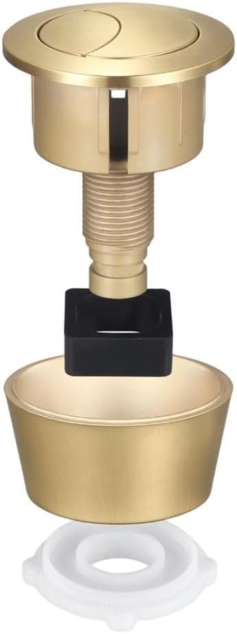 Dual Flush Toilet Push Button Kit for 20mm and 40mm Cistern Lid Holes with Brushed Brass Finish Includes Push Button Shell Washer Sheath Square Rubber and Nut Water Saving De(Brushed gold)