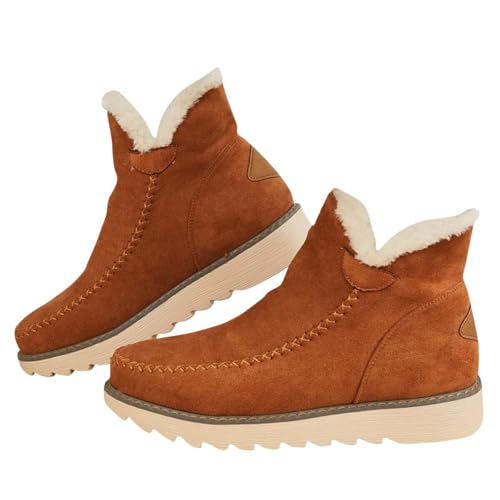 Womens Chunky Platform Booties Slip on Wedge Ankle Boots Warm Fur Lined Winter Boots Classic Style Ankle Boot Comfortable Outdoor Anti Slip Shoes Walking Casual Shoes