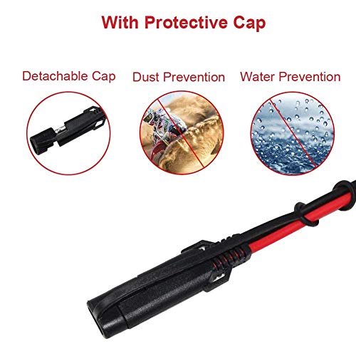 [2 Pack] Sparking 2Ft Motorcycle Battery Charger Cord, Sae To O Ring Terminal Quick Disconnect Assembly Extension Cable, Sae 2Pin Wire Harness Reverse Polarity Adapter Port Accessory, 10A Fuse #TOP4