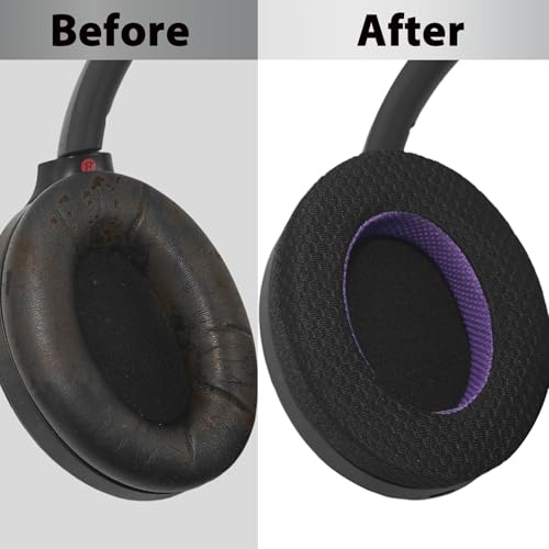 Image of WH-1000XM4 Replacement Earpads, Upgraded Mesh Fabric Ear Pads for Sony WH-1000XM4 Headphone, Comfort Material & Unique Inner & Outer Layer, Black & Purple Special Edition