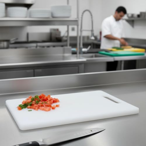 Tabla de Cortar Rectangular TrueCraftware 38.1 cm x 22.86 cm x 1.27 cm Plástico Blanca con Mango Antideslizante Apta para Lavavajillas miniatura 3