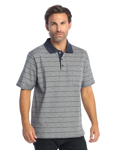 Gioberti Mens Regular Fit Yarn Dye Striped Short Sleeve Polo Shirt with Pocket4