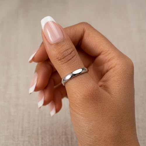 Image of High Polish Regular Wear Unisex Silver Finger Ring Band in Pure 92.5 Sterling Silver For Women Girls Men Boys | Chandi Ki Ring | Thumb Ring | Gift For Her & Him |