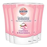 Lieferumfang: 5 x 250ml Flüssigseife Nachfüllpack Cashmere & Rose für No-Touch Seifenspender von Sagrotan / Feuchtigkeitsspendend / Stark gegen Bakterien