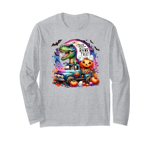 Happy Halloween T-rex Dinosaurio Monster Truck Spooky Kids Boo Manga Larga