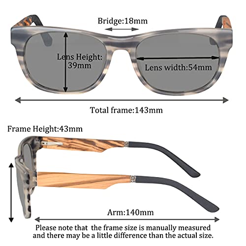 SHINU UV400 Polarized Sunglasses Men Acetate Wood Frame Fishing Glasses for Driving Hiking ZF1092