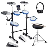 Rocksocki Electric Drum Set, Electronic Drum Kit for Beginner Junior with 180 Sounds, 4 Quiet Mesh Pads, 9