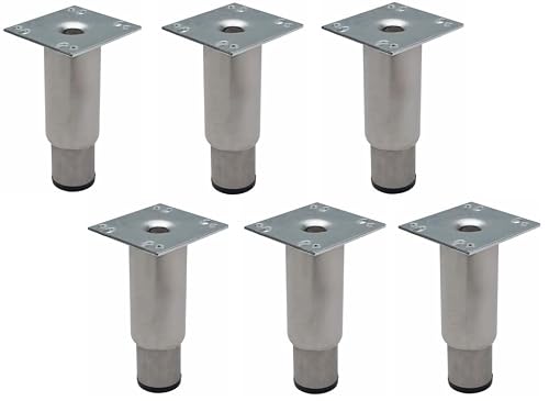 Kratos Commercial Heavy Duty Stainless Steel Replacement Adjustable Legs for Enclosed Work Tables - 6/Pack (#32L-373)